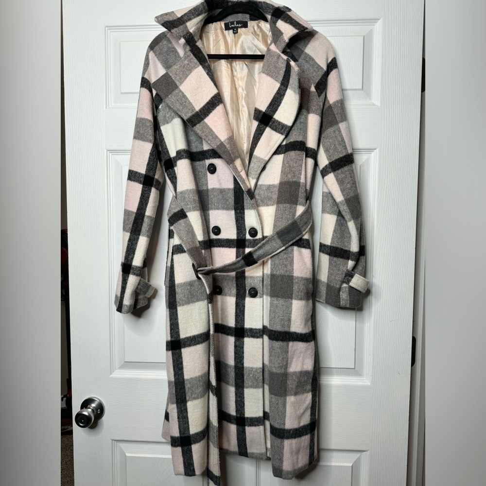 Lulus Fond of You Black & White Plaid Coat โ Size M - Picture 10 of 11
